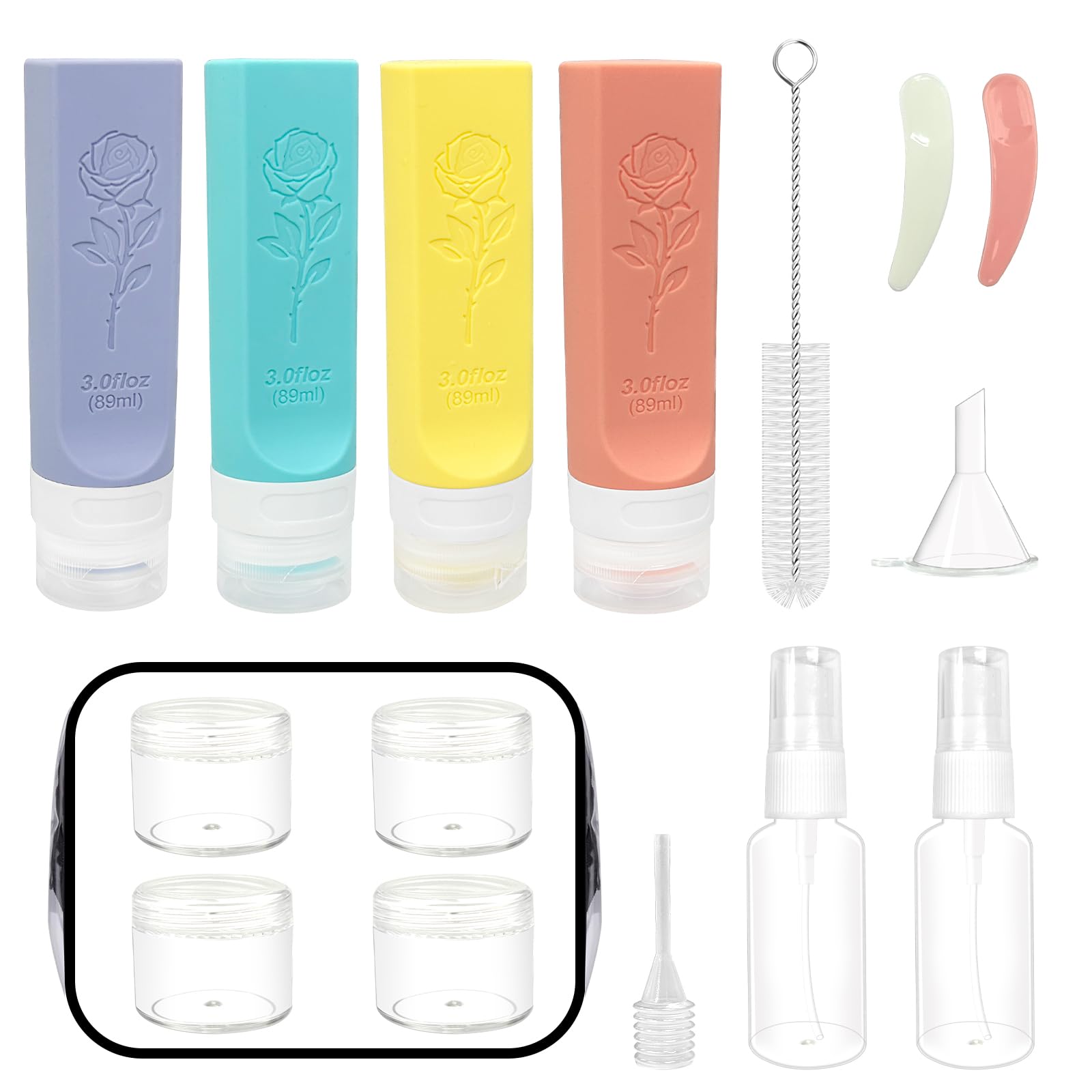MEMOVAN 16 Pack TSA Approved Travel Bottles Set - Leak Proof Squeezable Refillable Toiletry Containers for Shampoo, Conditioner, Lotion & Body Wash - Perfect for Air Travel, Gym, Camping & Vacation Essentials