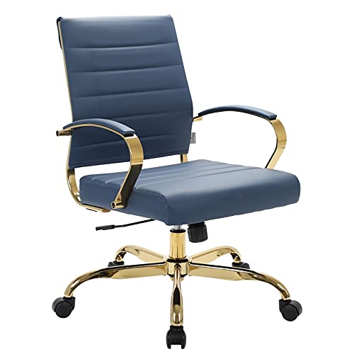 Premium Navy Blue Adjustable Leather Office Chair - Ergonomic Design for Home & Office Workspaces - Scranton & Co Modern Executive Chair for Comfort & Productivity