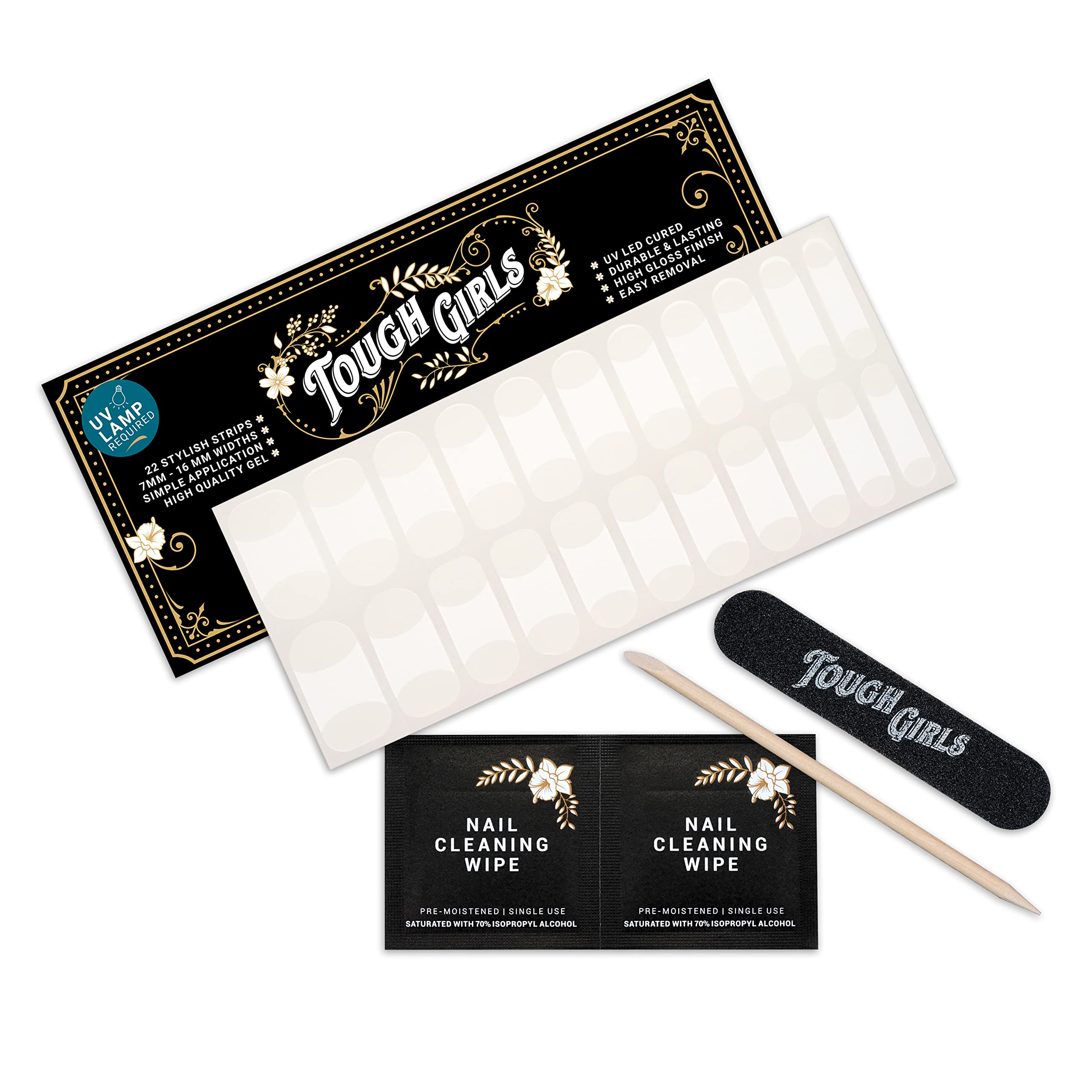 22 Premium Semi-Cured Gel Nail Polish Strips for Short Nails with French Tip & Application Accessories - Perfect for Home Manicures & Special Occasions