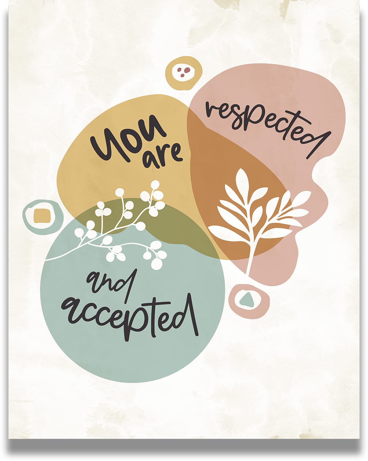 Govivo School Psychologist Office Decor - Mental Health Wall Art Print 'You Are Respected & Accepted' - 8x10 Unframed Counseling Poster for Classroom, Teacher Supplies, Therapy Room Aesthetic - Perfect for Schools, Counseling Centers & Mental Health Awareness Spaces