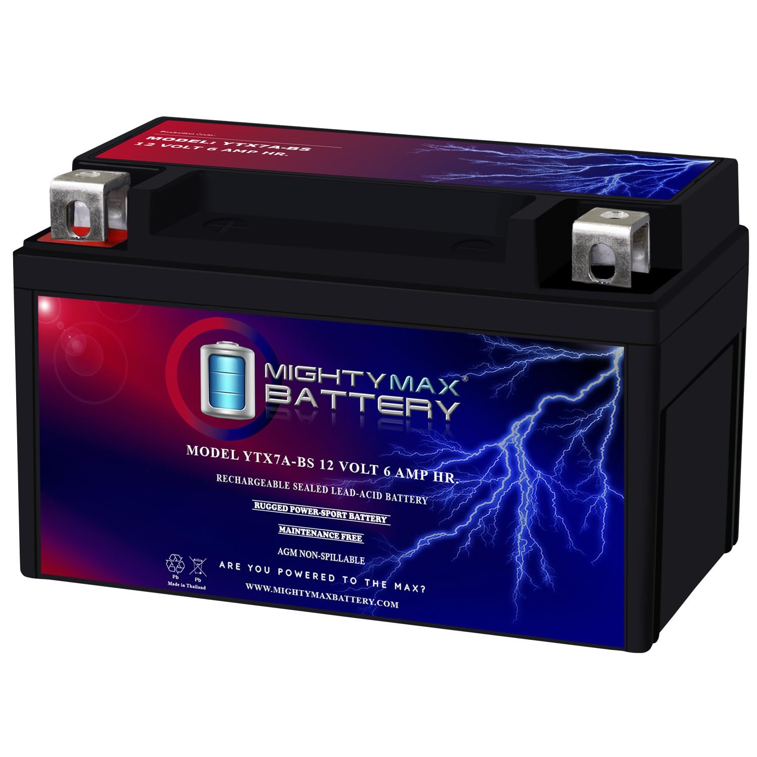Mighty Max YTX7A-BS 12V 6Ah Sealed Lead Acid Battery - 4 Pack for Sanyang Duke 125 (1995-1996) Motorcycle, ATV, Scooter & Power Sports - Perfect for Replacement & Backup Power