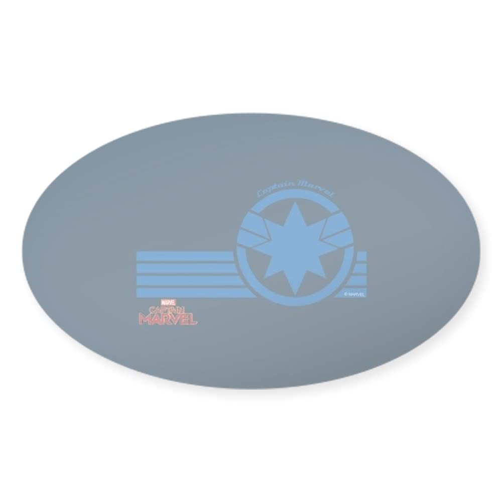 Captain Marvel Sticker - Oval Bumper Car Decal for Vehicles, Laptops & Windows | Durable Vinyl Euro-Style Decoration for Marvel Fans