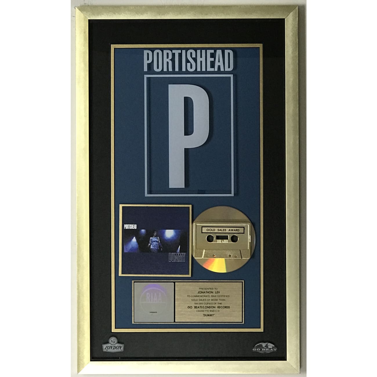 Portishead Dummy RIAA Gold Album Award - Certified Music Collectible - Perfect for Music Lovers & Vinyl Enthusiasts