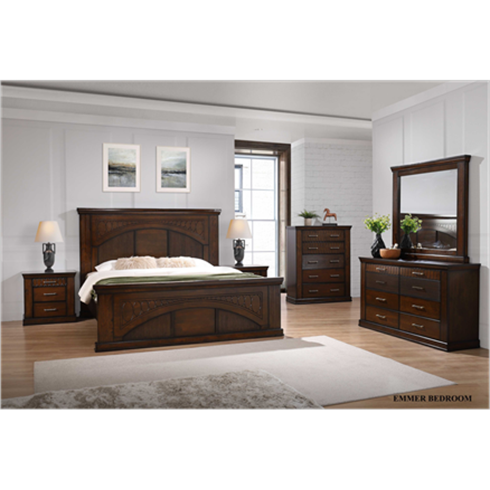 Emmer Queen Bedroom Set - Bed, Nightstand, Dresser & Chest Drawer for Cozy Home Decor | Perfect for Master Bedroom & Guest Room