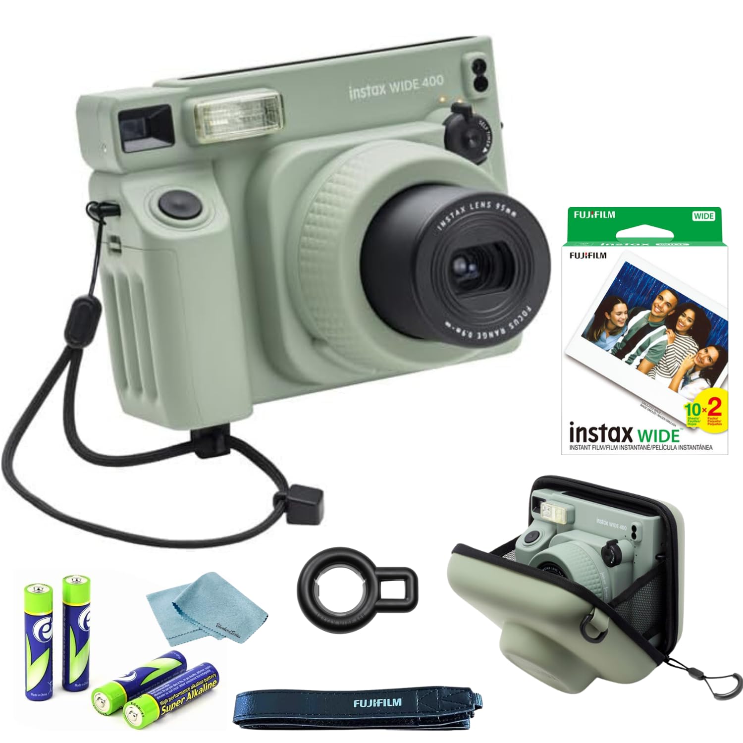 FujiFilm Instax Wide 400 Instant Camera Bundle with Twin Pack Film, Carrying Case & Accessories - Portable Instant Camera for Travel, Parties, Weddings & Family Memories