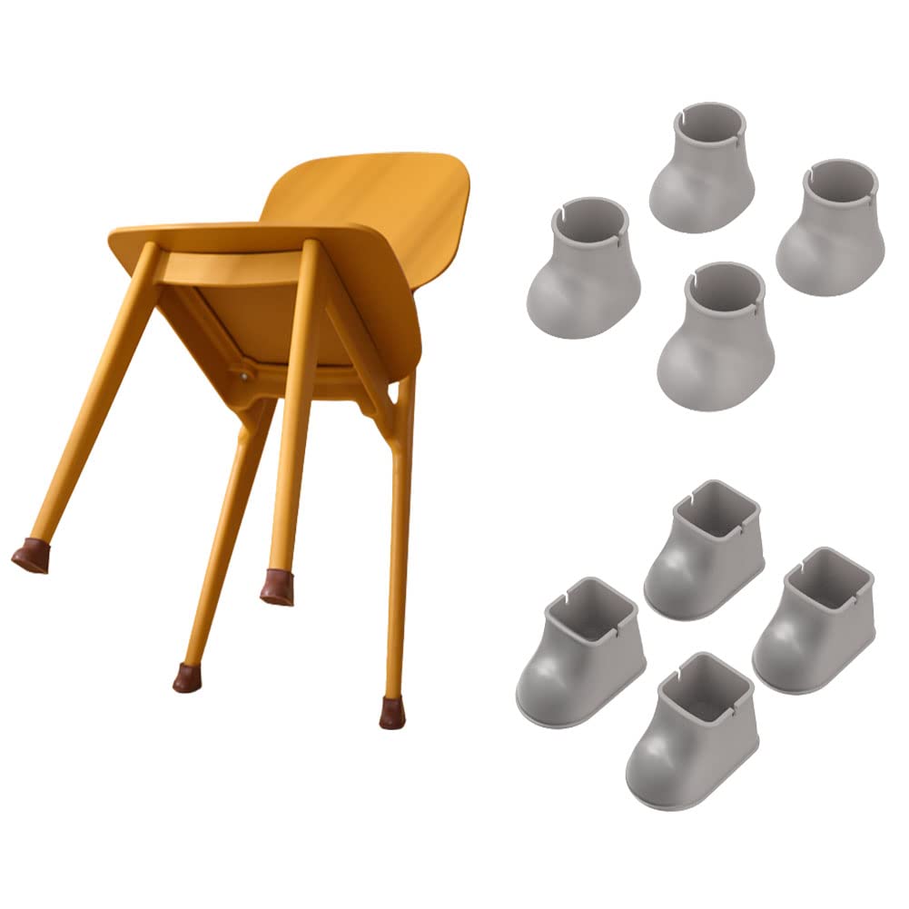 8-Piece Silicone Furniture Protectors for Chair Legs - Non-Slip Floor Protectors to Prevent Scratches & Reduce Noise - Ideal for Hardwood Floors & Home Office Use (Gray)