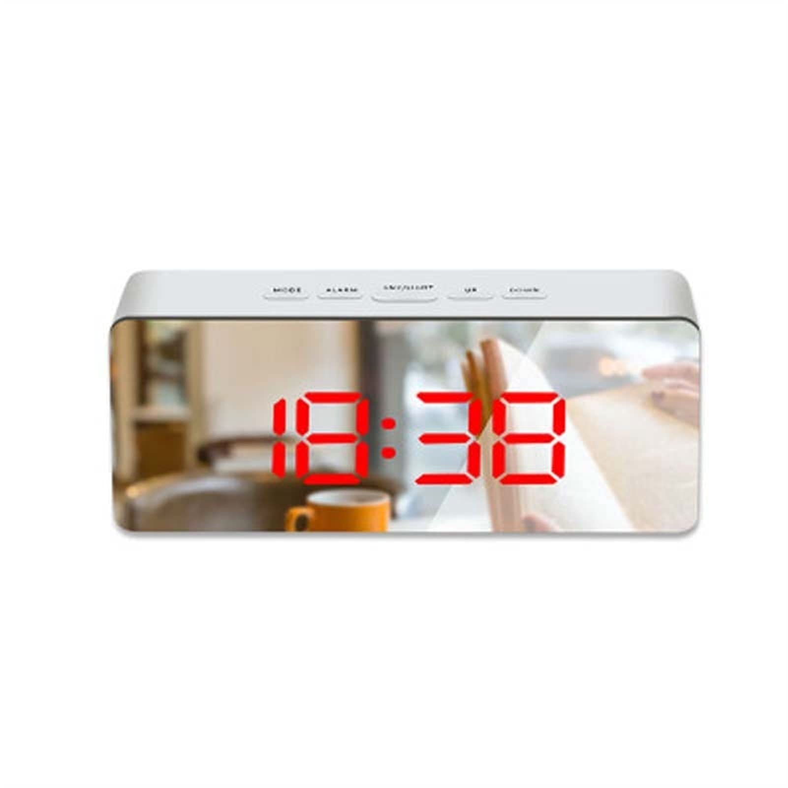 Digital LED Mirror Alarm Clock with Snooze Function - Large Display for Time & Temperature, Night Mode - Perfect for Bedroom, Office, and Home Decor (Yellow)