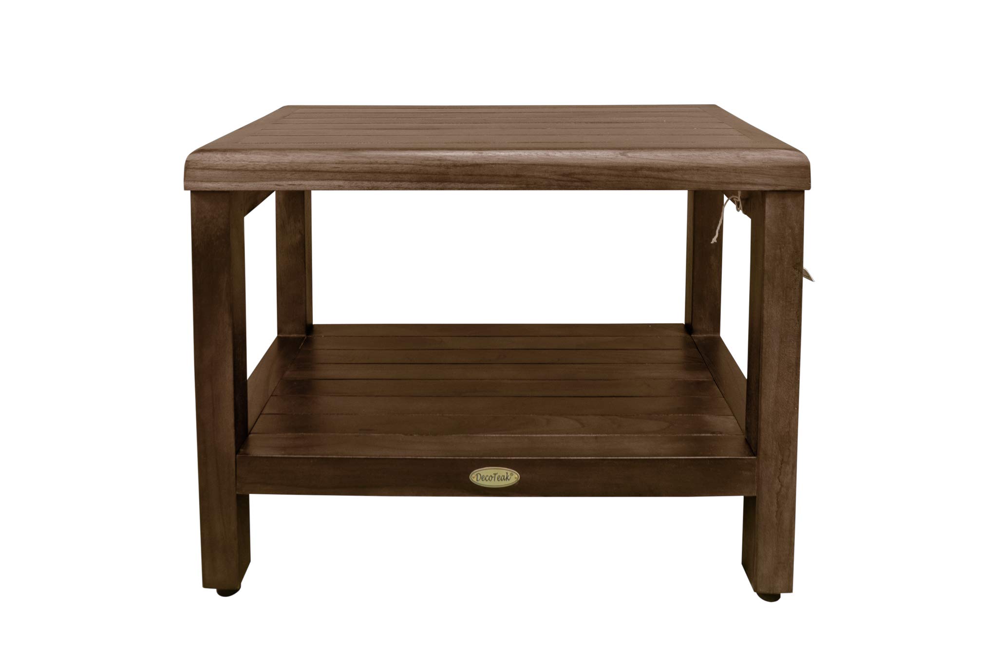 DecoTeak Eleganto 24 Inch Waterproof Teak Wood Shower Bench - Foldable Shower Seat with Storage Shelf | Non-Slip Bath Stool for Elderly & Disabled | Spa, Bathroom & Poolside Seating Solution