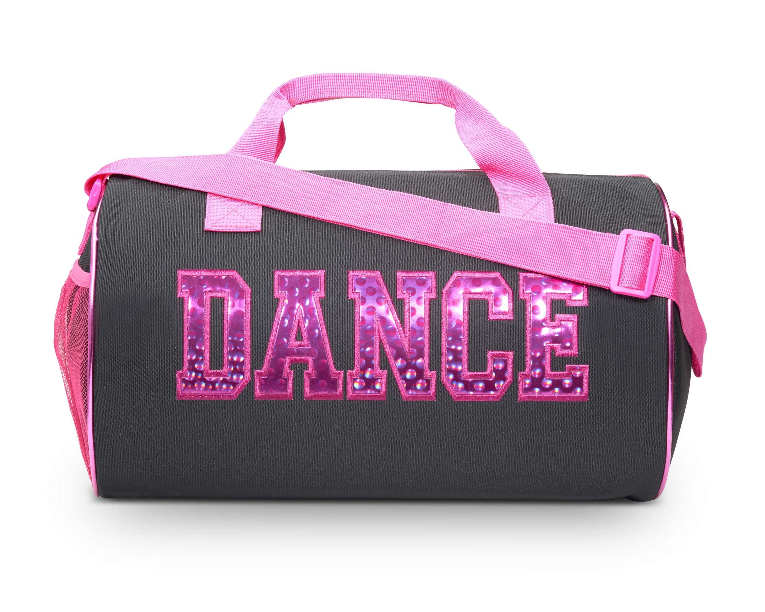 Waterproof Dance Duffle Bag for Girls - Adjustable Carry On Travel Bag with Handy Pouch - Perfect for Ballet, Jazz & Dance Classes (Black/Fuchsia) - Ideal for School, Gym & Weekend Getaways