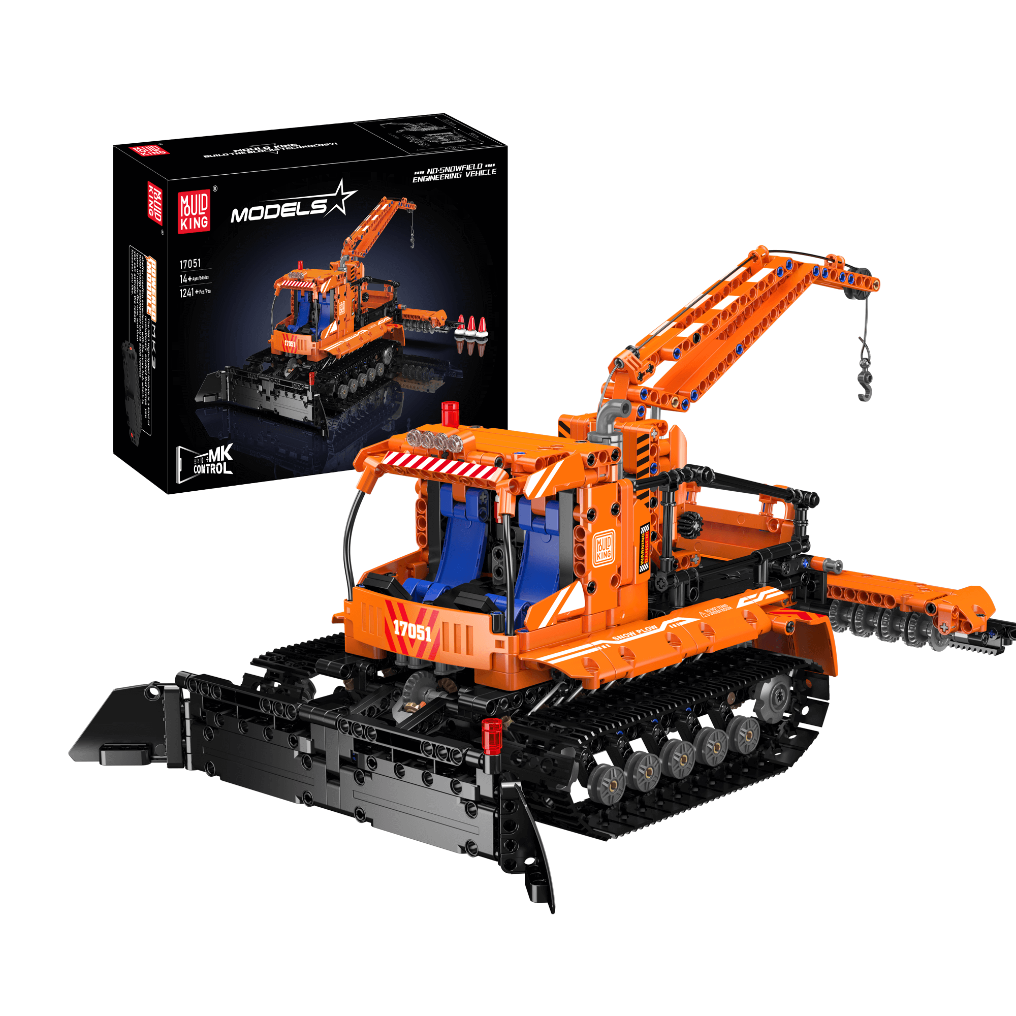 Mould King 17051 Remote Control Snow Groomer Building Kit - 1,241 Piece STEM Toy for Kids & Adults | Winter Construction Vehicle Model for Snow Play & Collectors