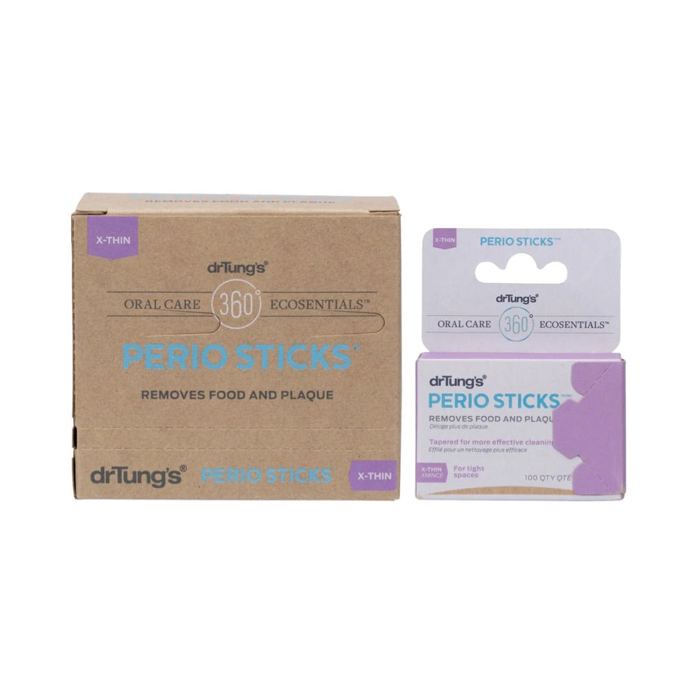 Dr. Tung's Perio Sticks X Thin 100pc - Natural Dental Floss Picks for Teeth Cleaning, Oral Hygiene & Fresh Breath - Perfect for Travel, Home & Office Use