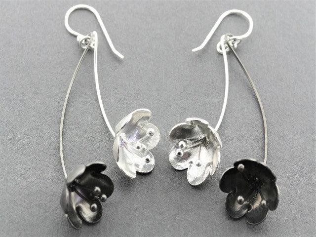 Blossom Drop Earrings - Sterling Silver & Oxidized Finish - Elegant Dangle Earrings for Women, Perfect for Weddings, Parties & Everyday Wear