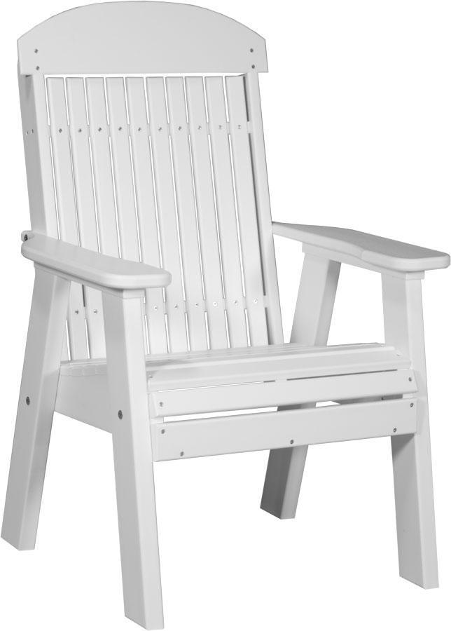 LuxCraft White 2' Classic Highback Recycled Plastic Chair - Eco-Friendly Indoor & Outdoor Dining Chair for Home, Restaurant, and Office Use