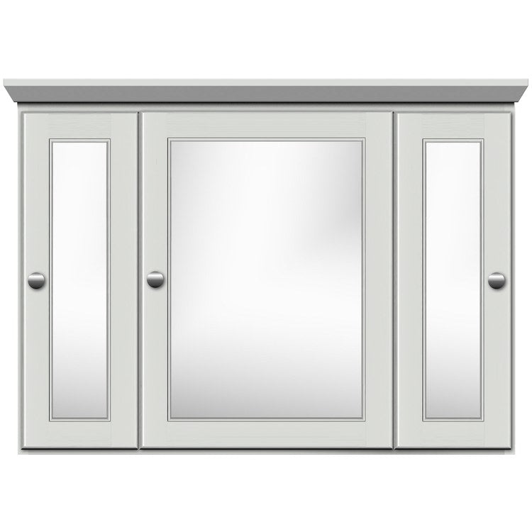 48W x 27H x 6.5D Tri-View Surface Mount Medicine Cabinet with Rounded Edges and Mirror - Perfect for Bathroom, Vanity, and Small Space Storage Organization