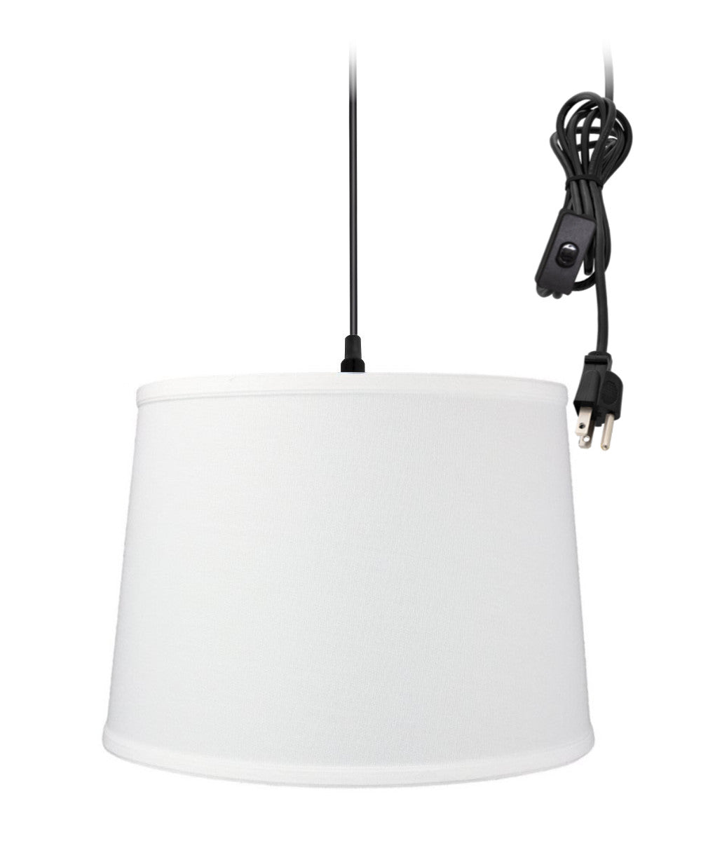 14W Plug-In Pendant Light with White Shade & Black Cord - Perfect for Kitchen Island, Dining Room, or Bedroom Lighting