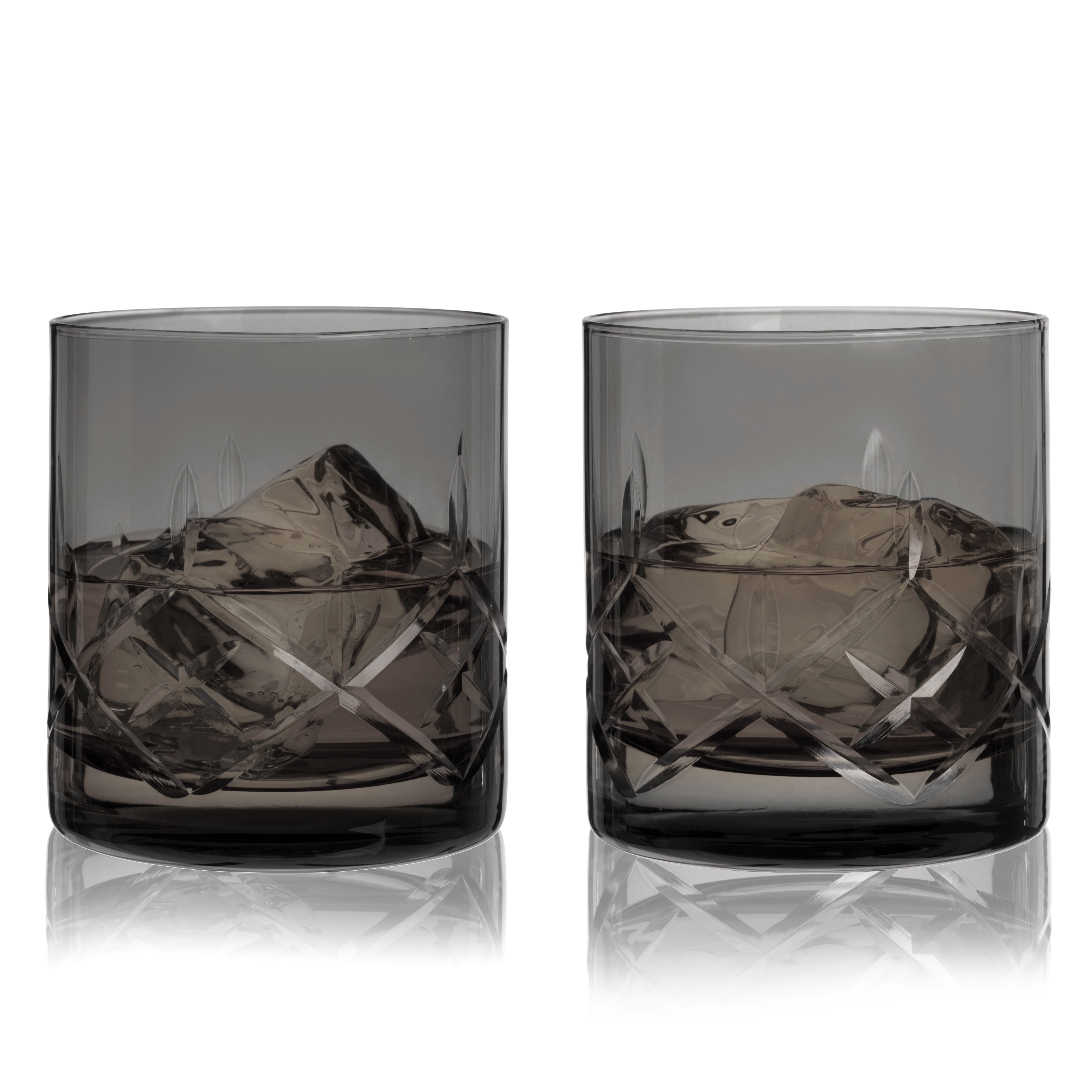Premium Admiral Crystal Whiskey Glasses Set of 2 - Elegant Smoke-Colored Rocks Glasses for Scotch, Bourbon & Cocktails - Perfect for Home Bars, Gifts & Entertaining