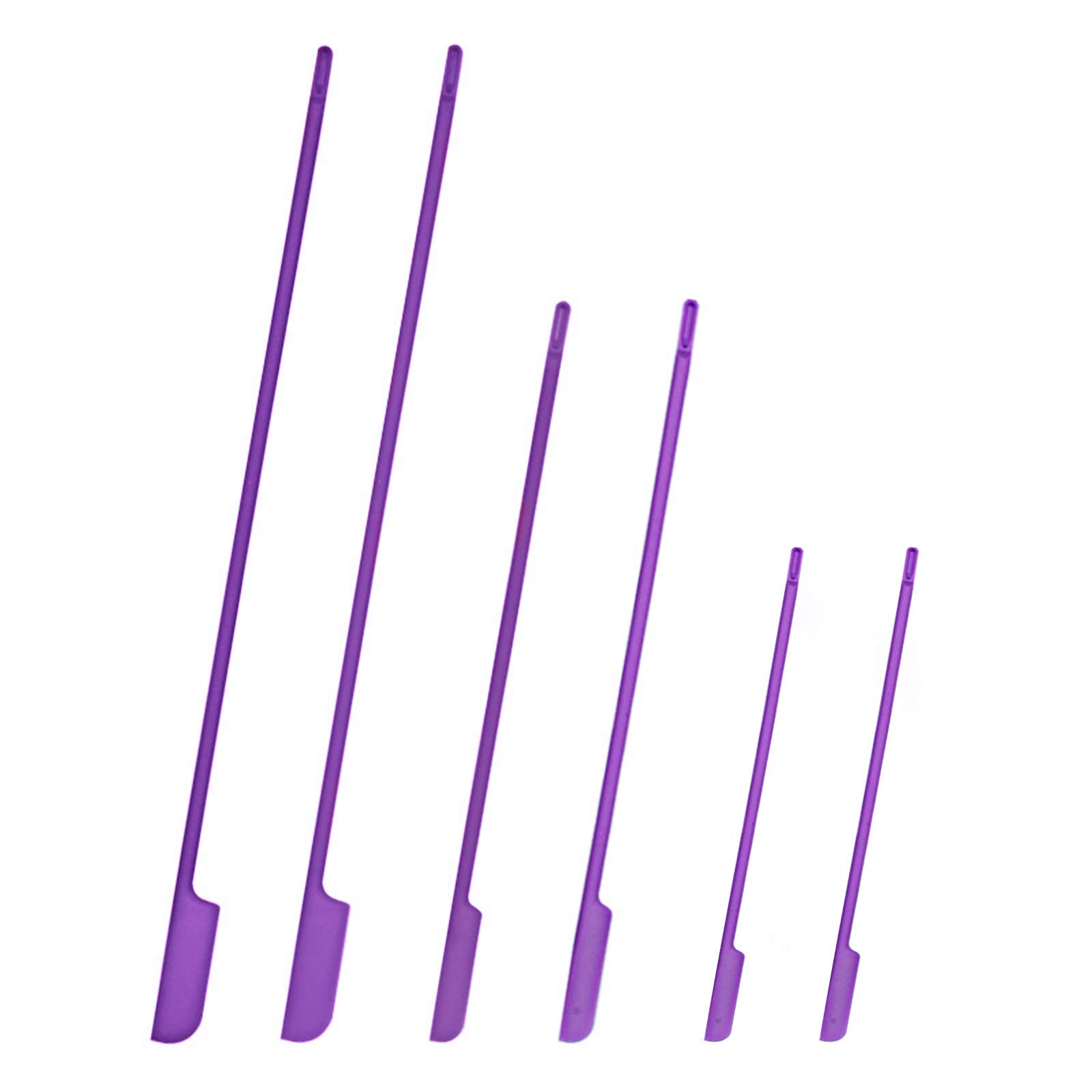 6 Pack Mini Silicone Spatula Set - Thin Makeup Spatula for Skinny Openings & Small Jars - Purple Beauty & Kitchen Scraper - Perfect for Cosmetics, Creams, and Tight Container Access