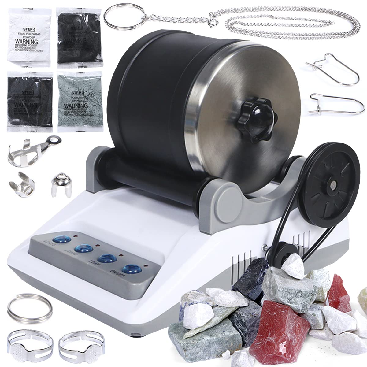 Professional Advanced Rock Tumbler Kit - Electric Rock Polisher for Kids & Adults with Polishing Grits | Transform Rough Stones into Shiny Gems for Jewelry Making, Science Projects & Geology Hobbies