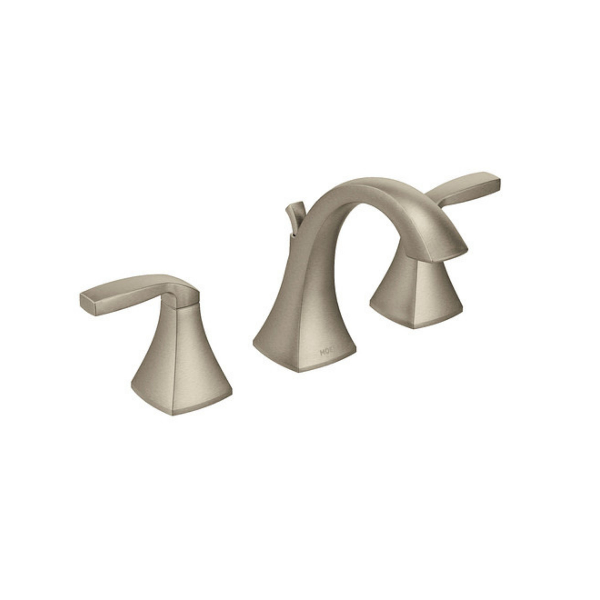 Moen Voss Brushed Nickel Two Handle High Arc Bathroom Faucet - Modern Waterfall Spout for Sink Vanity, Perfect for Bathroom & Powder Room Renovations