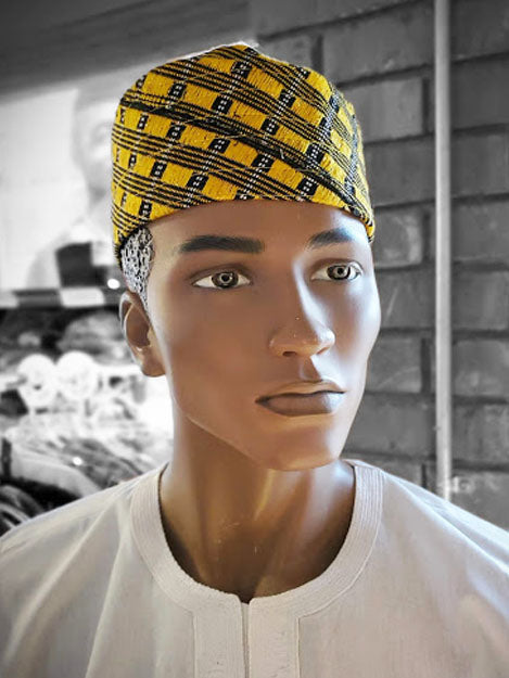 Authentic African Aso Oke Hat - Traditional Kufi Cap for Men (DPH4037) | Perfect for Weddings, Cultural Events & Special Occasions
