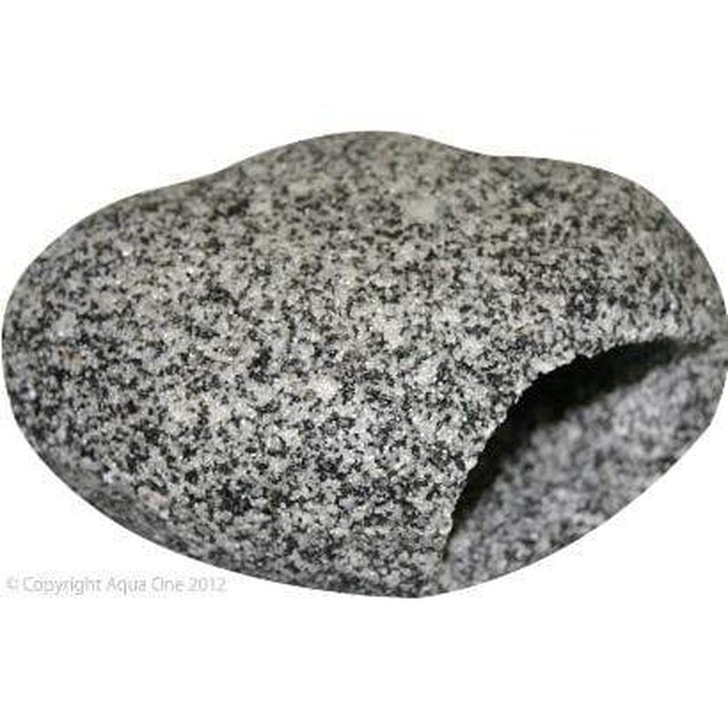 Aqua One Round Granite Cave for Aquarium Fish - Medium Size 12 x 9 x 6.5cm - Perfect Hiding Spot for Betta Fish, Shrimp & Small Aquatic Pets
