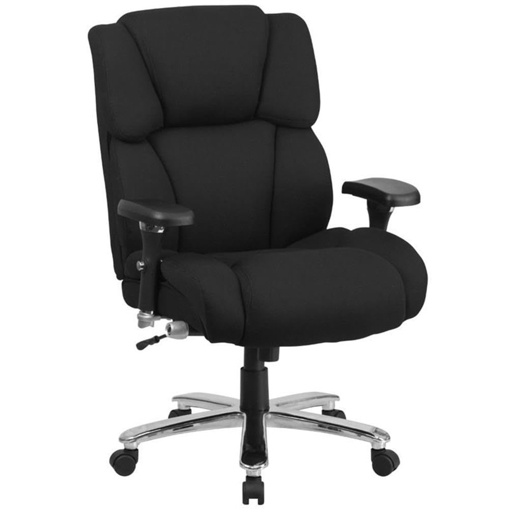 UrbanPro Big and Tall Fabric Swivel Office Chair - Ergonomic Executive Chair with Adjustable Height, Lumbar Support & 360° Rotation - Perfect for Home Office, Gaming & Workspace (Black)