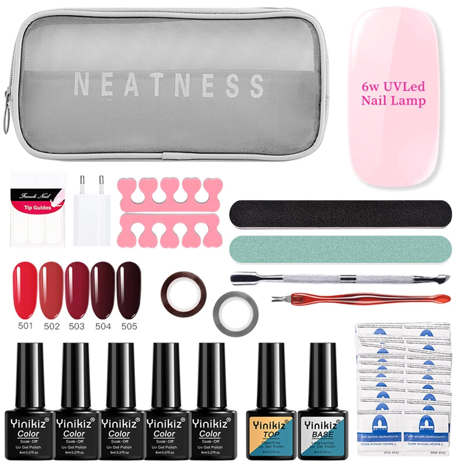 Portable UV LED Nail Lamp for Gel Polish Manicure - 8ml Nail Polish Set with Cosmetic Bag, Perfect for Home & Salon Use (Size C, One Size) - Ideal for DIY Nails, Travel & Professional Manicures