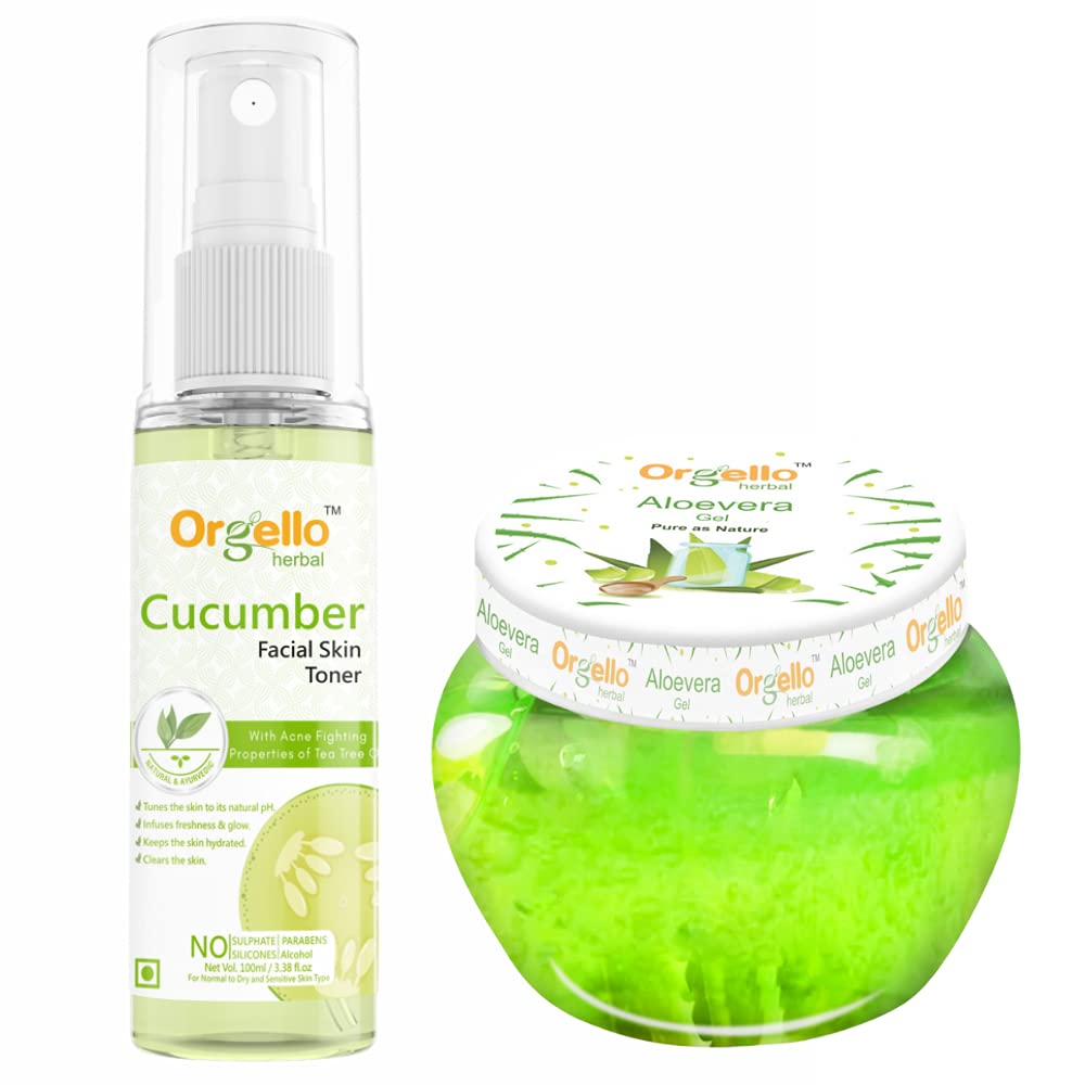 Cucumber Toner Mist Spray 100ml & Aloe Vera Massage Gel 100ml Set - Hydrating Facial Toner & Soothing Skin Care for Men & Women - Perfect for Normal, Oily & Dry Skin - Daily Skincare Routine & Post-Workout Refreshment
