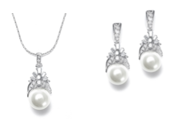 Elegant Ettiene Bridal Jewelry Set - Sterling Silver Earrings and Pendant Necklace for Wedding, Engagement & Special Occasions