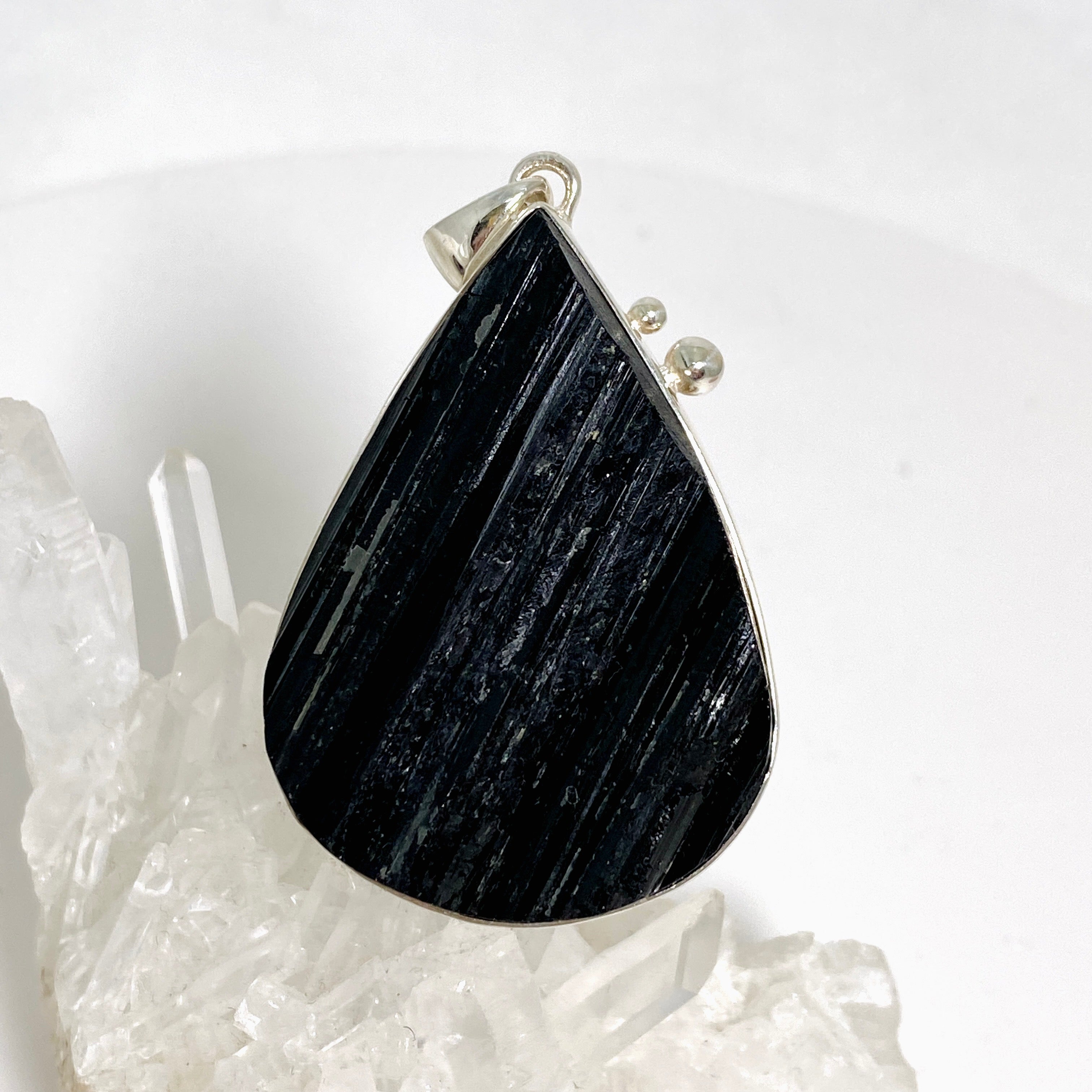 Black Tourmaline Teardrop Raw Pendant Necklace - Natural Gemstone Jewelry for Protection & Healing | Perfect for Meditation, Energy Cleansing & Spiritual Gifts KPGJ4599