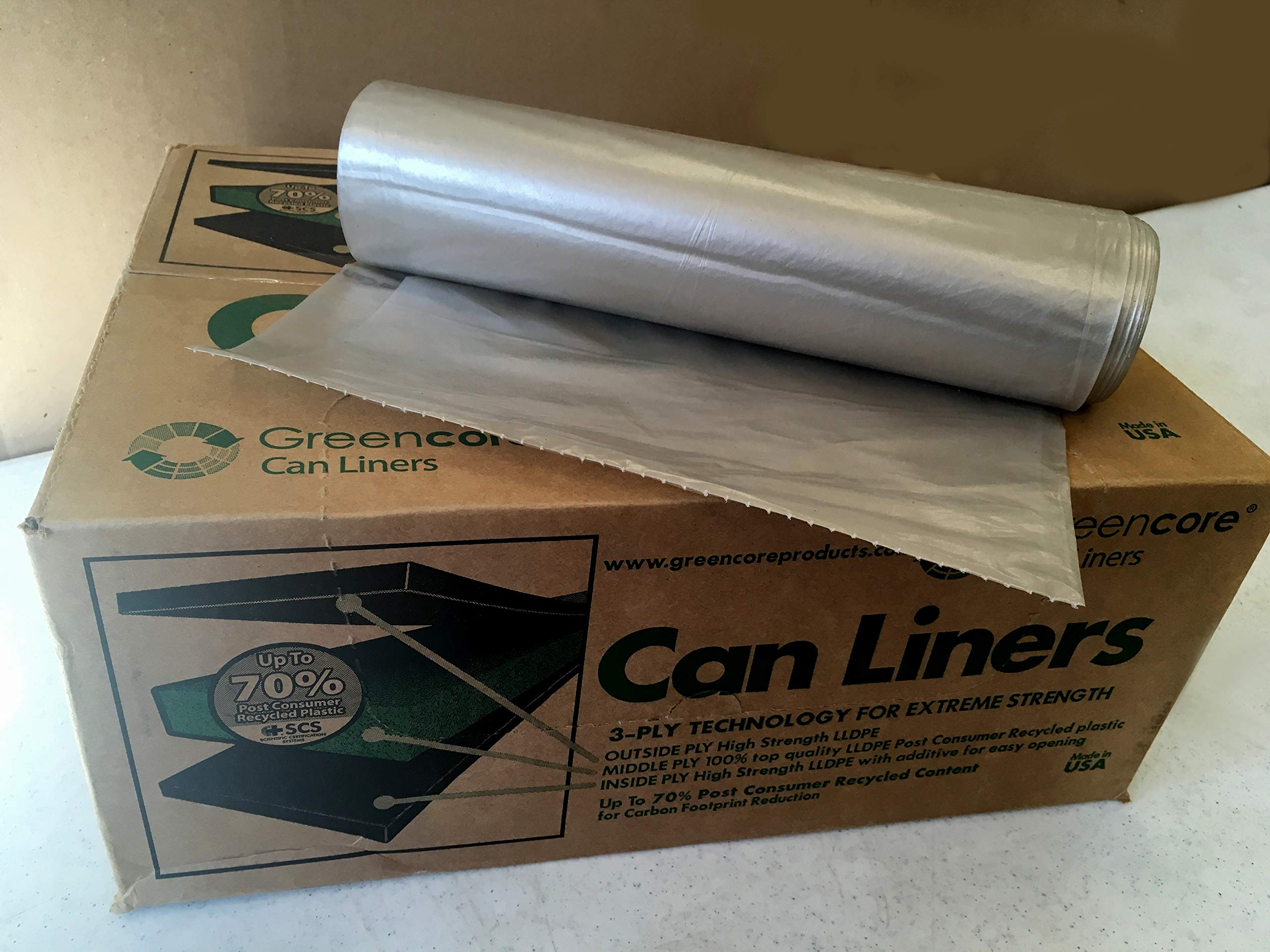 Eco-Friendly 70% Post-Consumer Waste Heavy Duty 1.5 MIL Clear Plastic Recycling Bags - 40-46 Gallon Capacity (Pack of 50) - Perfect for Home, Office & Commercial Waste Management