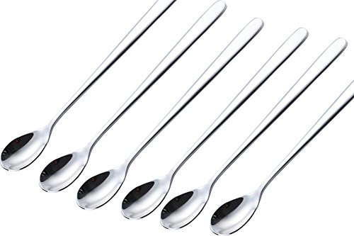 Premium 6-Pack Stainless Steel Long Handle Tea Spoons - Ideal for Iced Tea, Coffee, Espresso & Cocktail Stirring - Durable & Elegant Barware for Home, Cafe & Restaurant Use