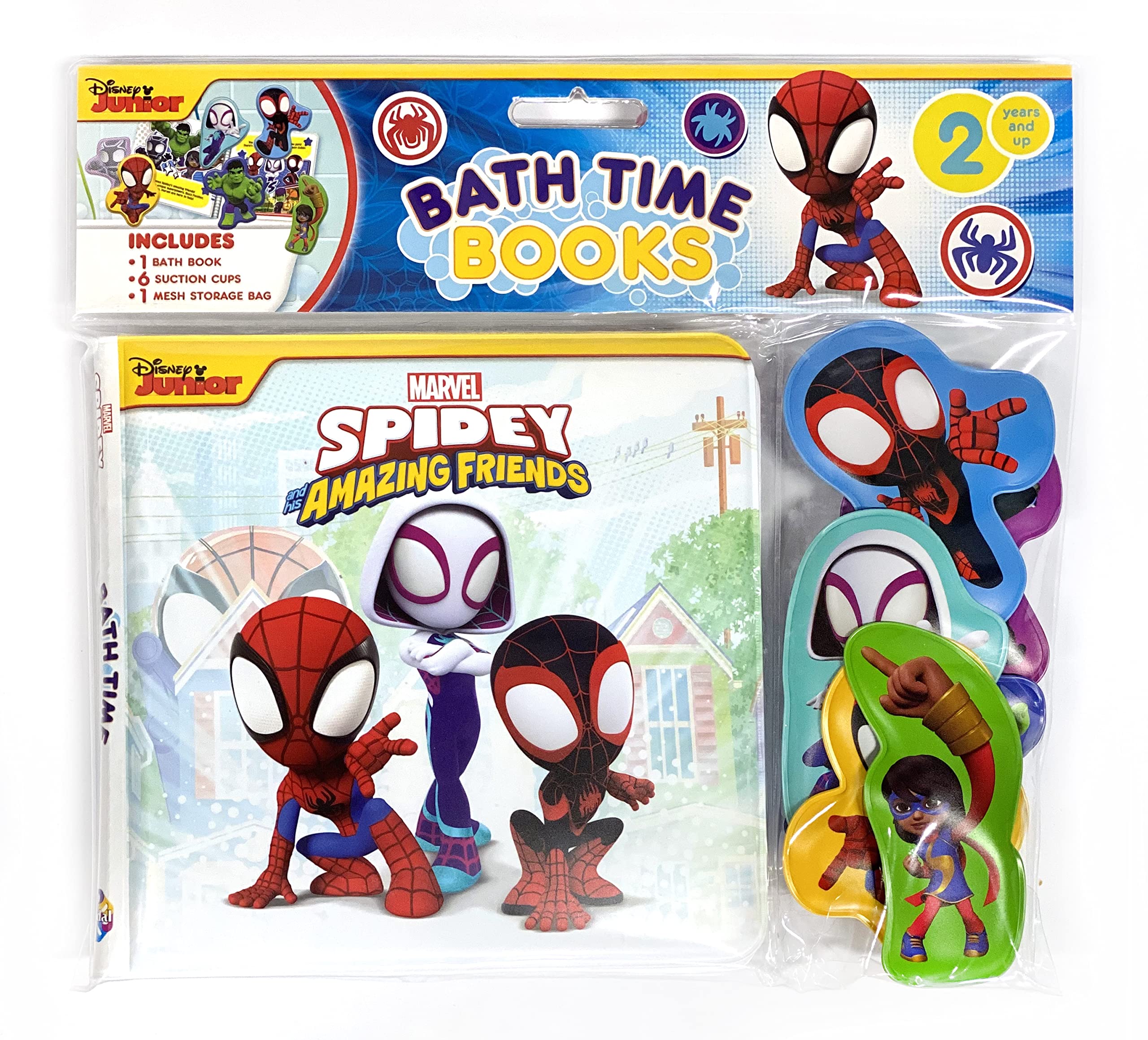 Marvel Spidey Bath Books for Kids - 6 Padded Suction Cups | Fun Bath Time Activity