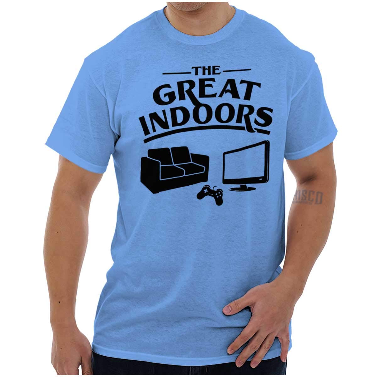 Great Indoors Couch Potato Gamer Nerd Graphic T-Shirt for Men - Comfortable Casual Gaming Tee for Relaxing at Home & Video Game Nights