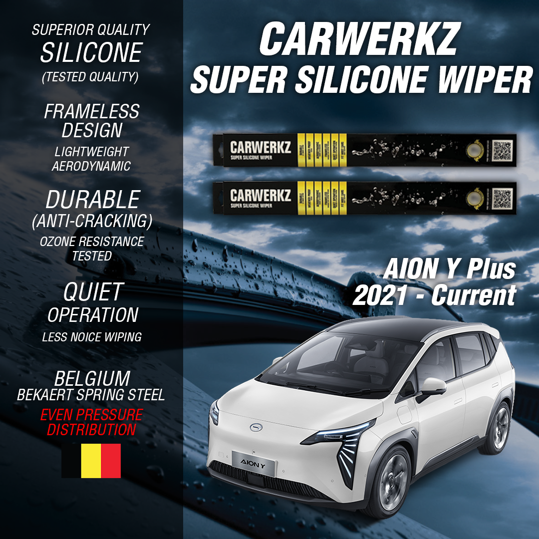 Carwerkz Premium Silicone Windshield Wipers for AION Y Plus (2021-Present) - All-Weather Performance for Electric Cars - Perfect for Rain, Snow and Highway Driving