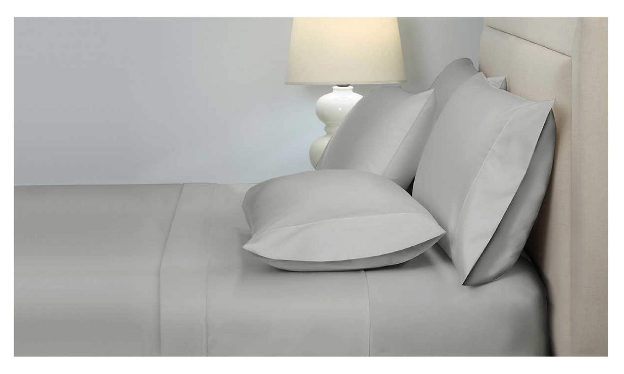 Kirkland Signature 680 Thread Count Luxury Queen Size Sheet Set - Soft Gray Bed Sheets for Comfortable Sleep - Perfect for Master Bedroom, Guest Room & Hotel Use
