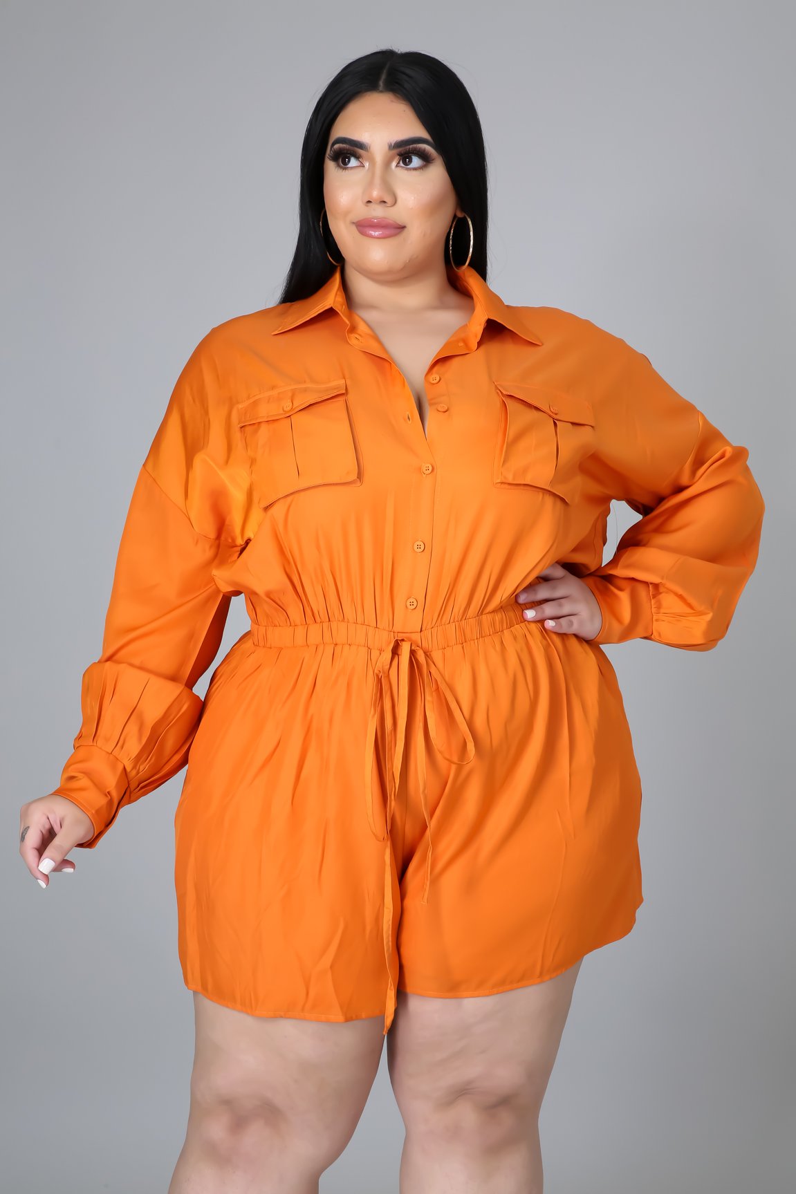 Natalya Plus Size Jumpsuit for Women - Orange Curve - Stylish & Comfortable One Piece Outfit for Casual Wear, Party & Date Night
