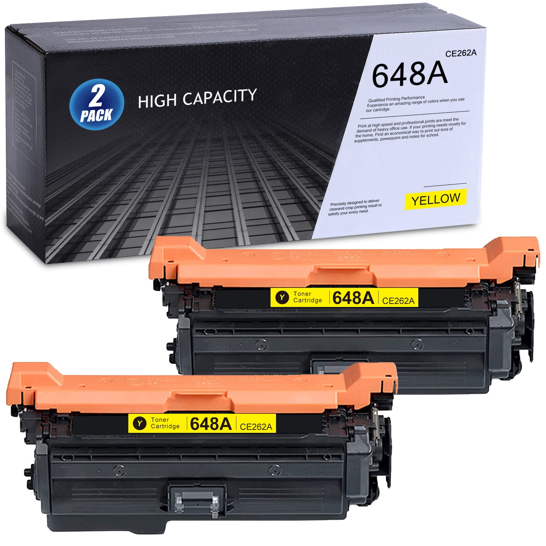 MANDBOY 2 Pack Yellow Toner Cartridges CE262A 648A - Compatible with HP CP4025n CP4025dn CM4540 MFP Printers | High-Quality Replacement | Perfect for Office Printing & Business Documents
