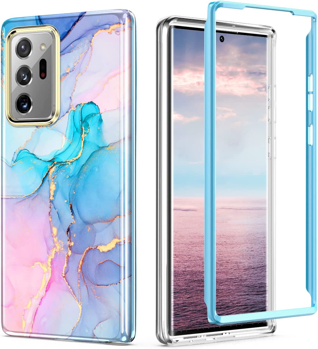 Samsung Galaxy Note 20 Ultra 5G Military Grade Shockproof Case - Rugged Marble Design Protective Cover for Work, Travel & Outdoor Activities