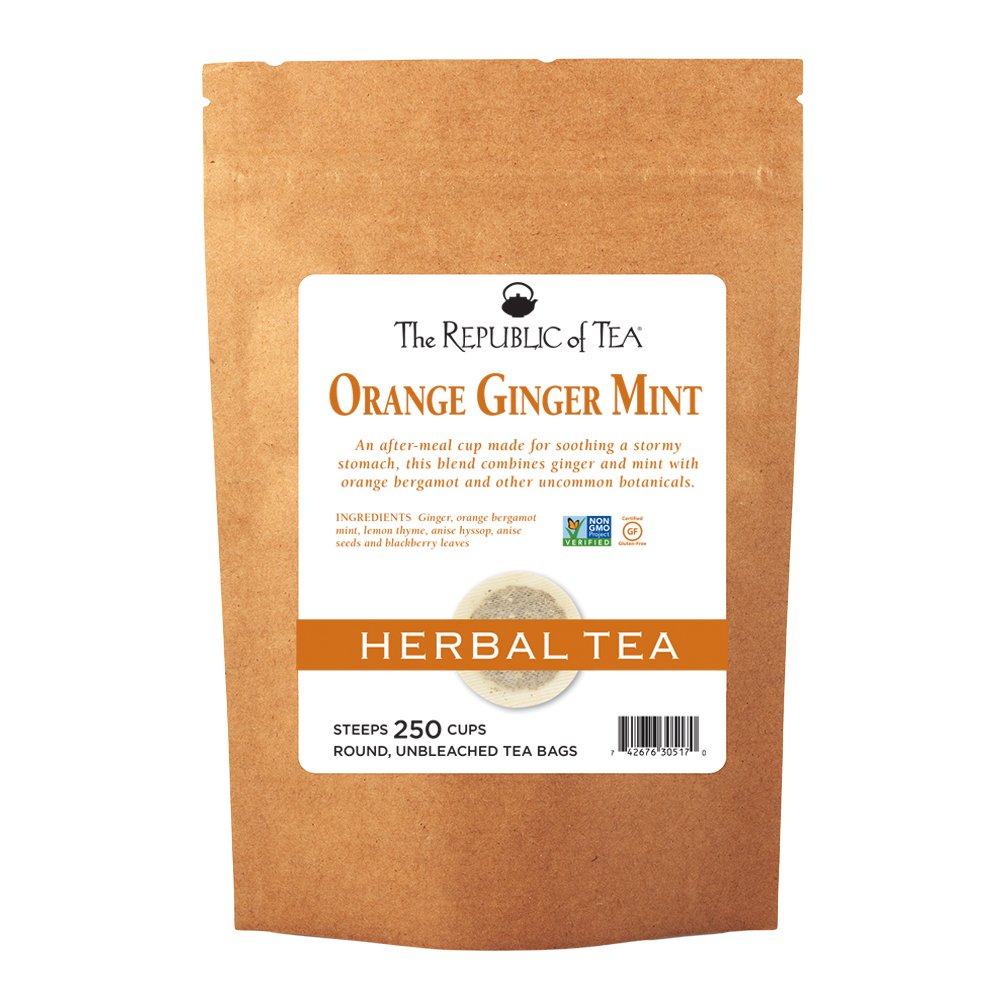 The Republic of Tea Orange Ginger Mint Herbal Tea - Caffeine-Free, 250 Tea Bags | Refreshing & Soothing Blend for Relaxation, After-Meal Digestive Aid & Cold Relief