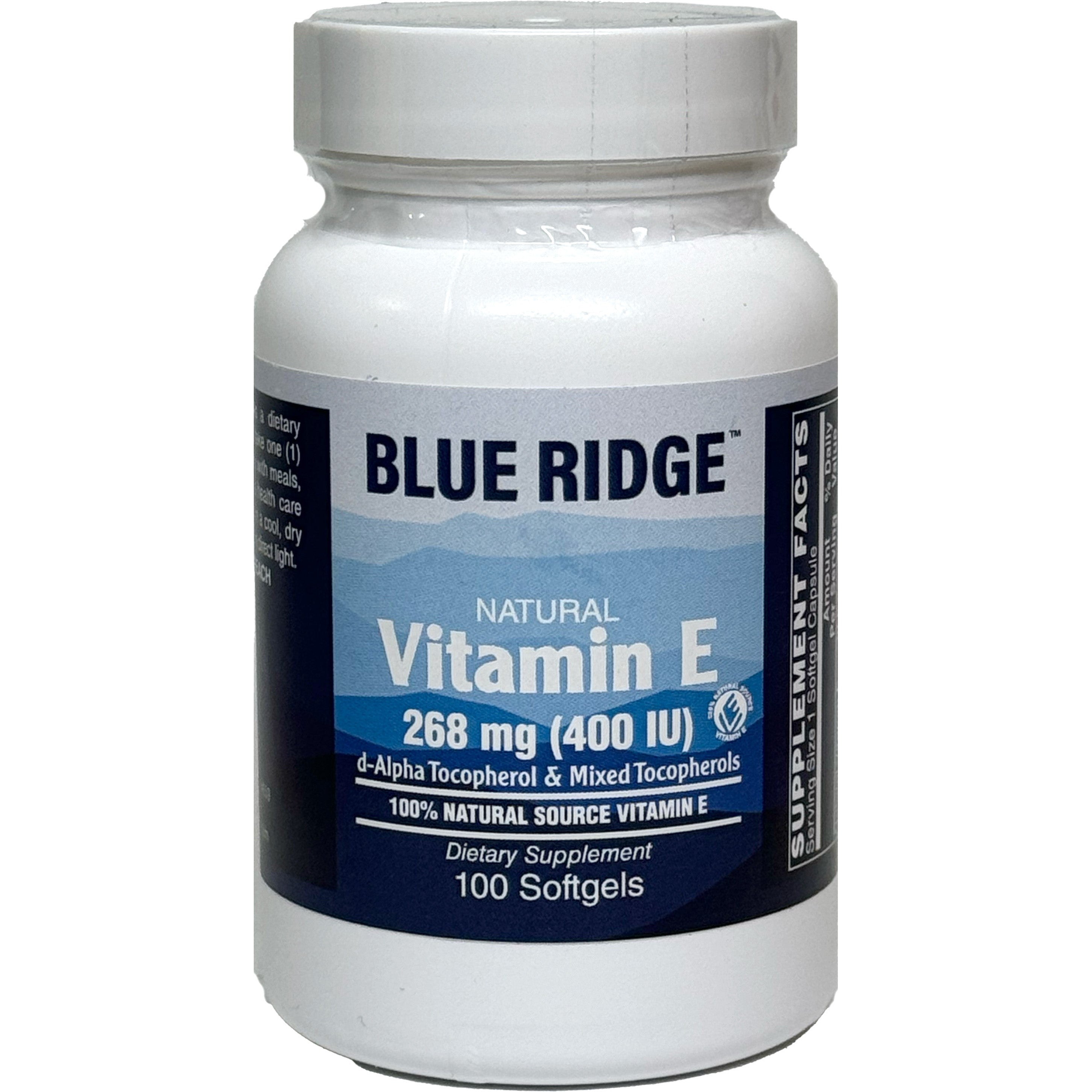 Blue Ridge Natural Vitamin E 268mg (400 IU) Supplement - Supports Skin, Hair & Immune Health - Antioxidant for Daily Wellness & Anti-Aging