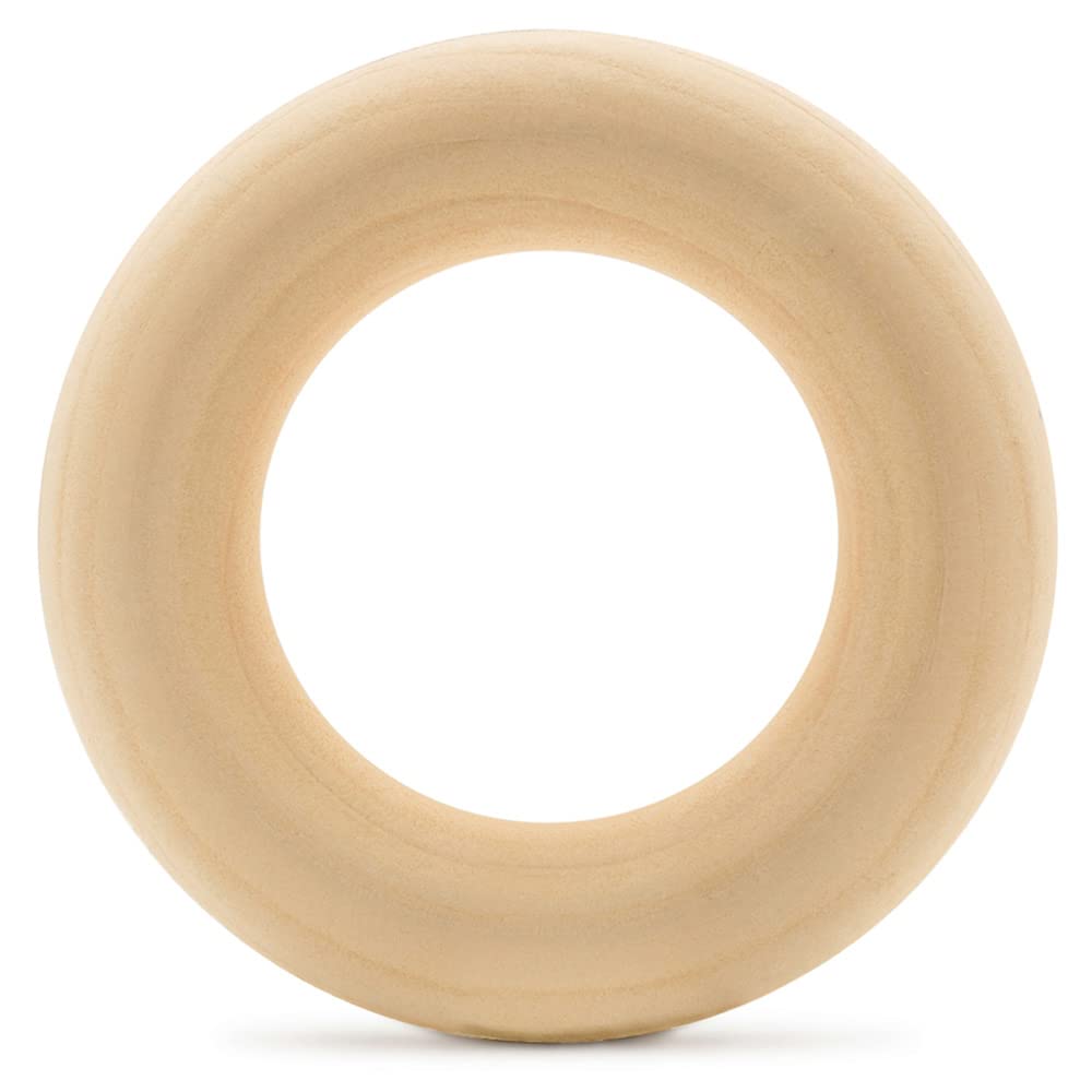 25 Pack 4 Inch Unfinished Wooden Rings for Macrame, Jewelry Making & DIY Crafts - Natural Wooden Hoops for Home Decor, Wedding Favors & Handmade Projects by Woodpeckers