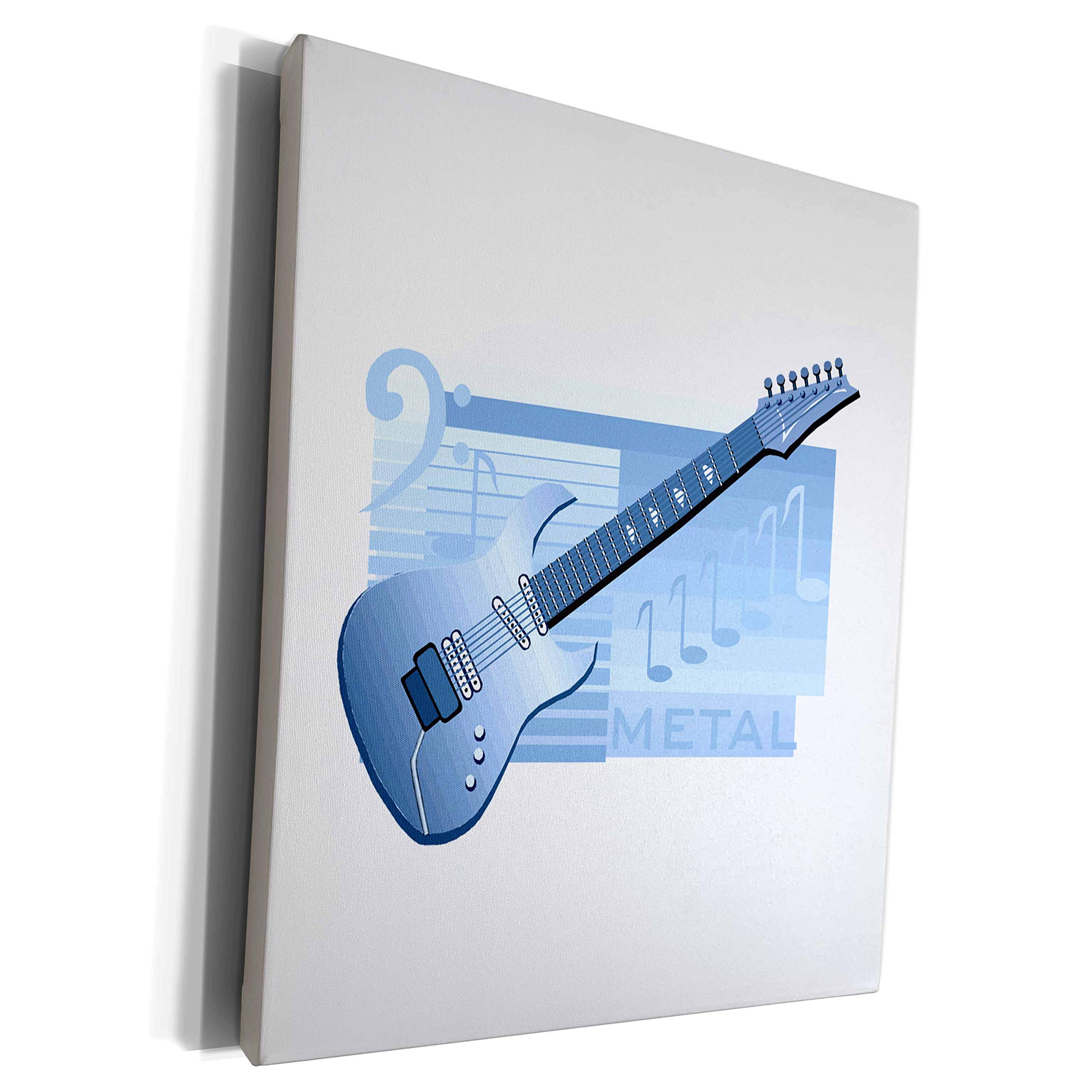 3dRose Electric Guitar Metal Blue Art Print - Museum Grade Canvas Wrap (16x16 Inch) - Perfect for Home, Office & Music Studio Decor