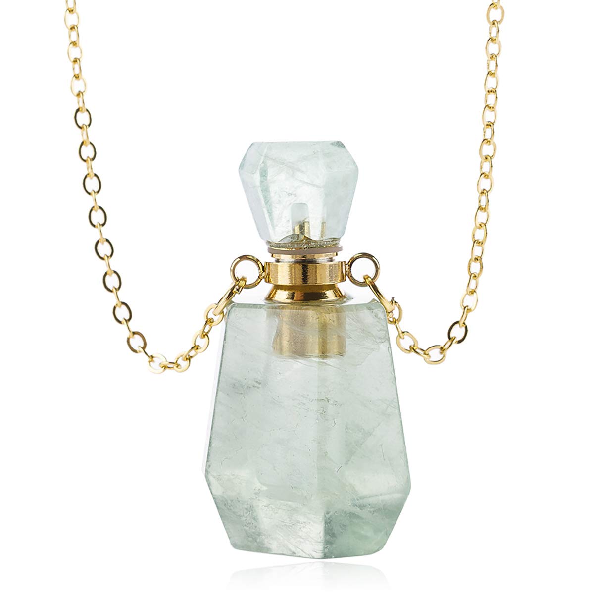 Gemstone Crystal Perfume Bottle Necklace - Aromatherapy Essential Oil Diffuser Pendant for Women, Travel Fragrance Locket Jewelry Gift for Her | Perfect for Yoga, Meditation, Dating & Daily Wear