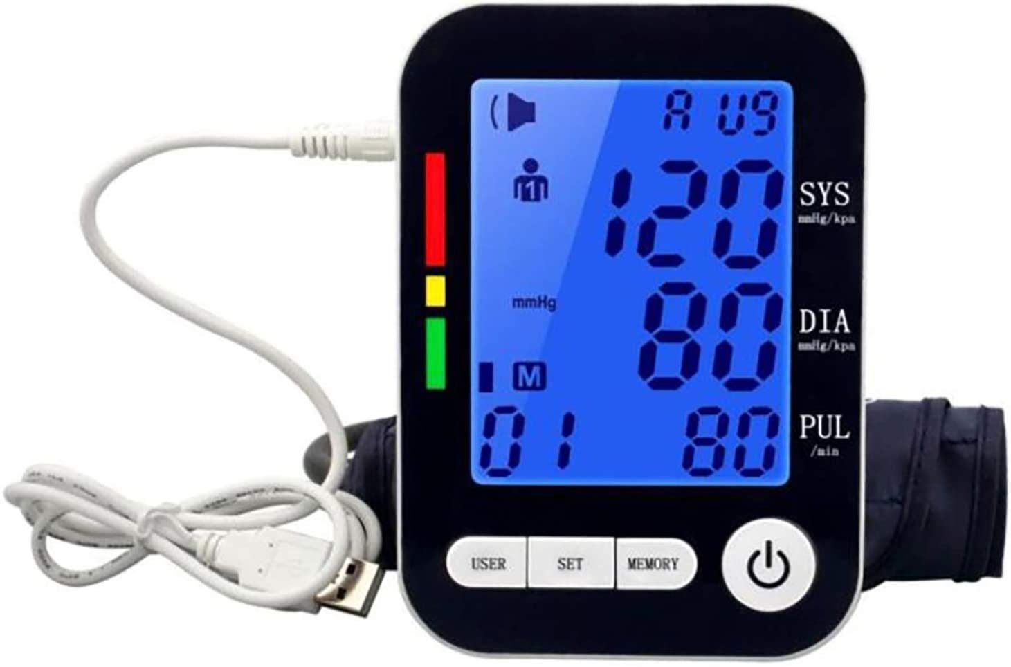 Automatic Digital Blood Pressure Monitor for Upper Arm - USB Rechargeable BP Tonometer with Large Display | Home Health Tracking & Doctor Visits