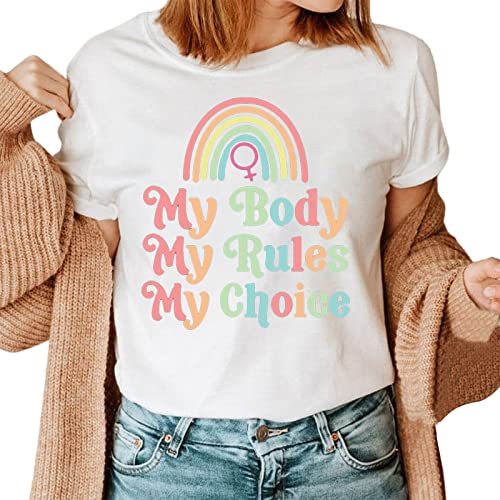 Women's Long Sleeve Running Shirt - Printed Letter Graphic Casual Tee, Round Neck Equality & Women's Rights Tunic Top (White, XXL) - Perfect for Jogging, Gym Workouts & Everyday Wear