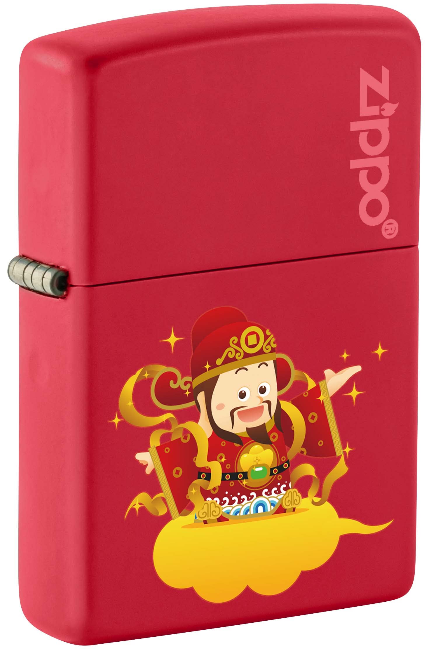 Zippo Lighter - Caishen God of Wealth Design - Red Matte Finish 81090 - Perfect for Collectors, Gifts & Outdoor Adventures