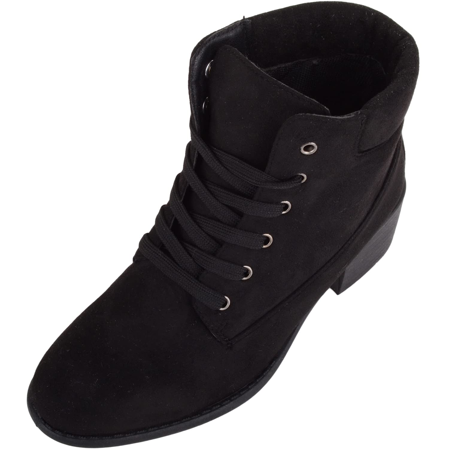 Women's Slip-On Lace Up Heeled Ankle Boots - Stylish Smart Casual Shoes for Work, Office & Everyday Wear
