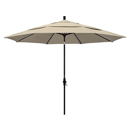 11' Round Aluminum Market Umbrella with Crank & Tilt - Pacifica Beige for Patio & Outdoor Dining