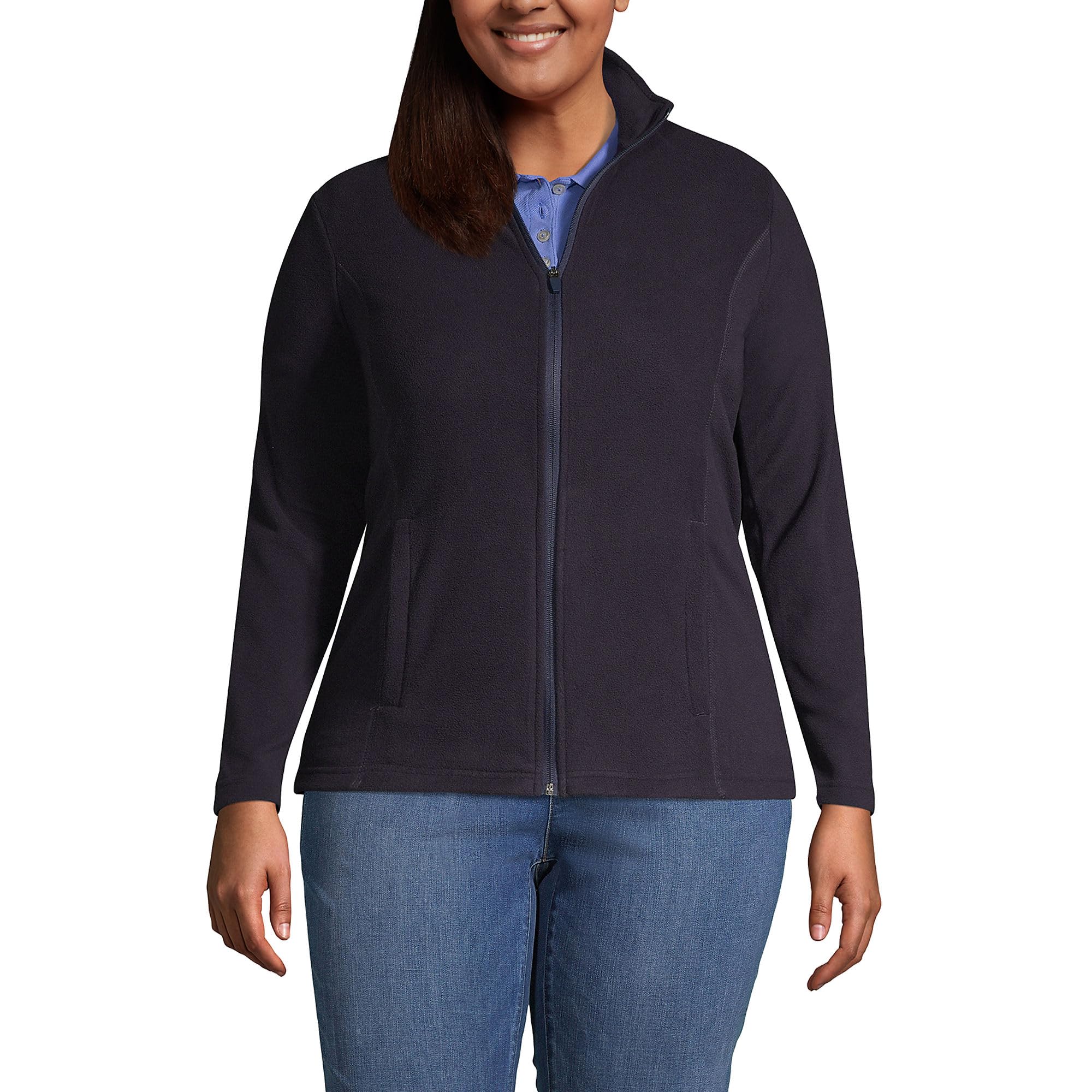 Lands' End Women's Thermacheck 100 Fleece Jacket - Warm Winter Outerwear for Hiking, Camping & Outdoor Activities